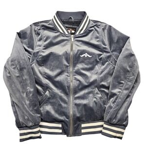 Palomares Sports Jacket Womens Medium Gray Velvet Bomber Faux Fur Lined Zip